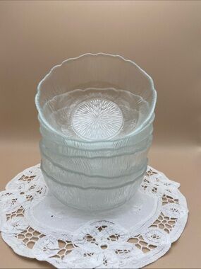 Set of 6 Arcoroc FLEUR sunflower small salad or dessert bowls - Vintage